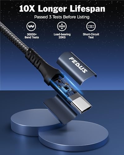 Image of FEDUS 2M USB 4 Cable Thunderbolt 4 Cable 40Gbps 240W [8K@60Hz 4K@144Hz] 100W PD 3.1 Fast Charging Type C Cable USB C to USB C Display Cable Compatible with iPhone 15 Pro, MacBook, eGPU, SSD