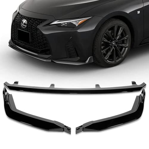 Hk5 3 Pieces Abs Front Bumper Lip Spoiler Splitter Side Body Kit Trim Protection Compatible With 2021-2023 Lexus Is350 Is500 F-Sport Only, 2022 (Painted Black) #TOP6
