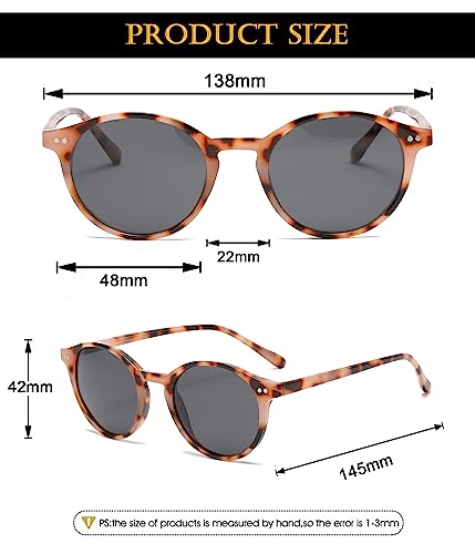 Image of EYLRIM Classic Polarized Round Sunglasses for Women Men Vintage Style Lightweight Circle Frame Sun Glasses