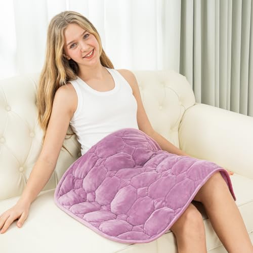 Image of Wemore Weighted Lap Blanket 7lbs for Adults, Small Weighted Blanket for Travel, Calming, Relaxing, Napping and Sleeping, All-Season Weighted Lap Pad, Machine Washable, Purple 24x29 inches
