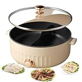 Hot Pot électrique multi-cuiseur, température réglable, antiadhésif, pour 2 à 8 personnes, facile à nettoyer, appareil de cuisine polyvalent
