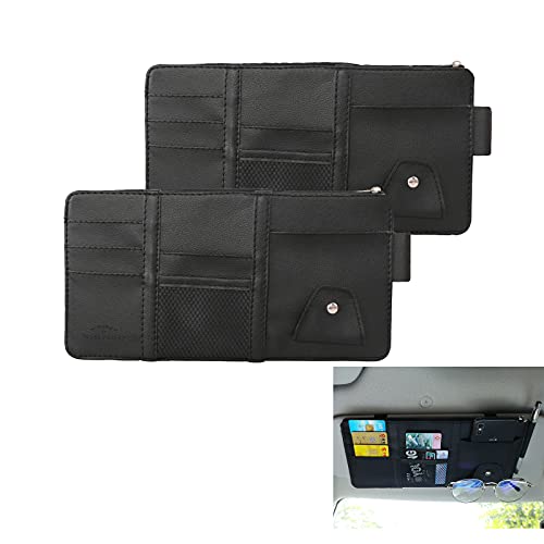 Coche Sol Visera Organizador Organizador Automático Visera Solar Visera Camión Parasol Organizador Organizador Visera Coche Cuero Para Almacenar Auriculares,Teléfonos Móviles,Gafas,2 Piezas Cover