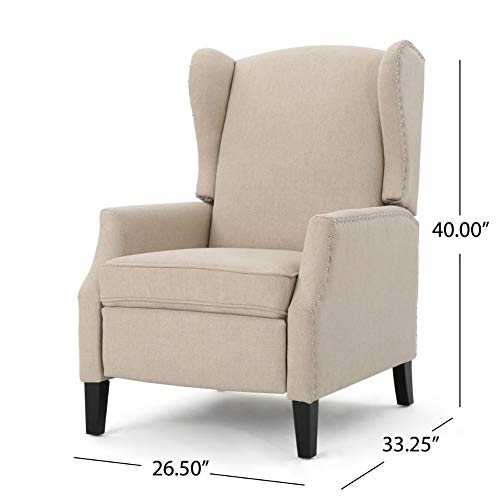 Gdfstudio Westeros Traditional Wingback Fabric Recliner Chair (Wheat) #TOP2