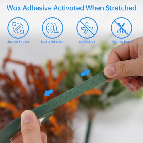 NiHome 9 Rolls 0.5\" Wide Crepe Paper Floral Wrapping Tape for Flower Stems, Bouquets, Arrangements, DIY Crafts, Gift Wrapping, Decorations, Floral Designs, 4 Green Shades Variety Pack, 30 Yards Each - Thumbnail 2