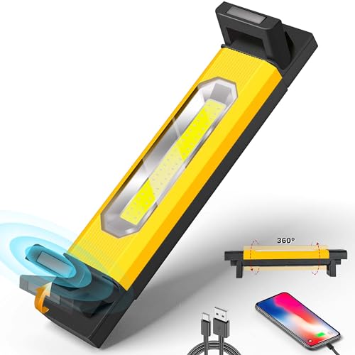 Yzoni 2800LM LED Work Light, Underhood Work Light with 4400mAh Rechargeable & Magnetic Base, 360°Rotating Portable Handheld Mechanic Lights for Working, Car Repair/Garage/Emergency
