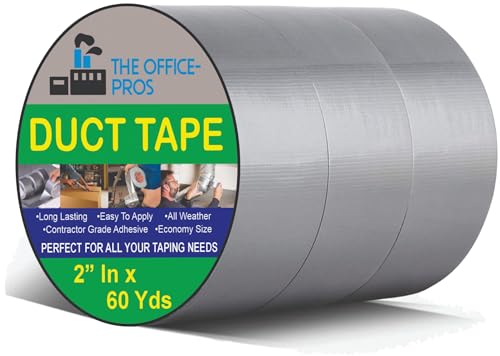 Image of Duct Tape, 2 inch x 180' Feet, Heavy Duty Silver Duct Tape, Tear by Hand, Strong Adhesive Duct Tape, for Indoor & Outdoor Repairs, Waterproof - 2 inch x 180' Feet - 3 Rolls