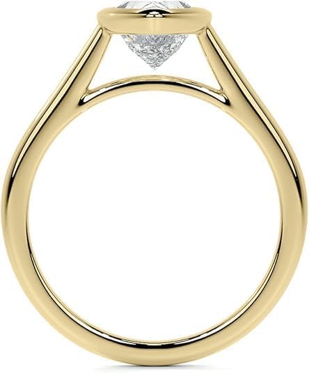 1-4 CT Pear Cut Moissanite Engagement Ring, Bezel-Set Solitaire Diamond Anniversary Ring in 925 Sterling Silver or 10K / 14K / 18K Solid Gold, Valentine Gift For Women
