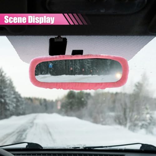 Elastic Plush Auto Rear View Mirror Protector, Universal Soft Car Rearview Mirror Dustproof Cover, Vehicle Interior Mirrors Edge Anti-scratch Decoration Accessory for Cars, Trucks (Pink) — 사진 5