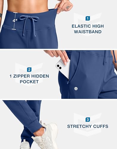Image of G Gradual Women's Fleece Lined Joggers with Zipper Pocket Water Resistant Running Hiking Pants Winter Warm Thermal Sweatpants