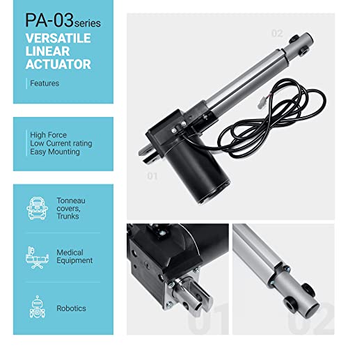 Progressive Automations 12V Linear Electric Actuator - (8 Inch, 600 Lbs.) Low-Current Rating Dc Motor & Durable Stroke. For Automotive, Industrial, Machinery, Home, Robotics Usage. Pa-03-8-600 #TOP1