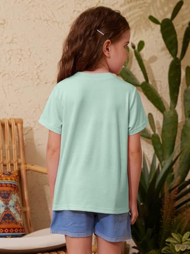 Image of ZDC Girls' Short Sleeve Shirts Kids Crewneck T-Shirts Summer Tops Basic Tees 5-14 Years