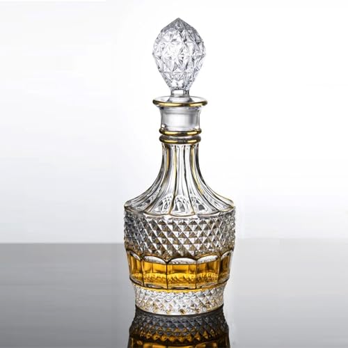 Luxury Hand painted Gold liquor Decanter，Crystal Whiskey Decanter，Golden Design Bourbon Decanter，Bourbon Scotch Vodka Wine，Tequila，Brandy or Home Bar，Gifts for Men by STIANNIU - Image 2