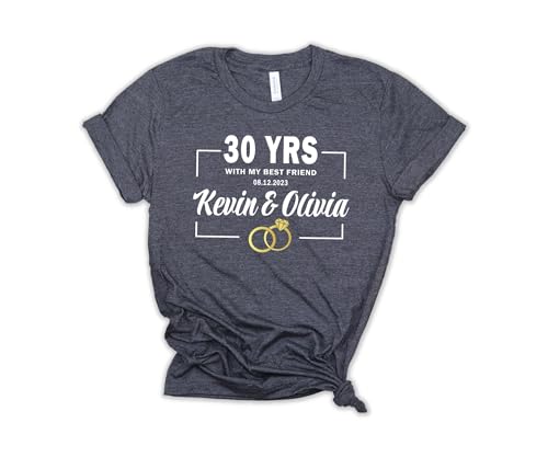 Custom Anniversary T Shirts, Matching Anniversary Shirts For Couple, Personalized Anniversary T-Shirts, Personalized 30th Anniversary Gift, Couple Shirts With Graphic Wedding Rings