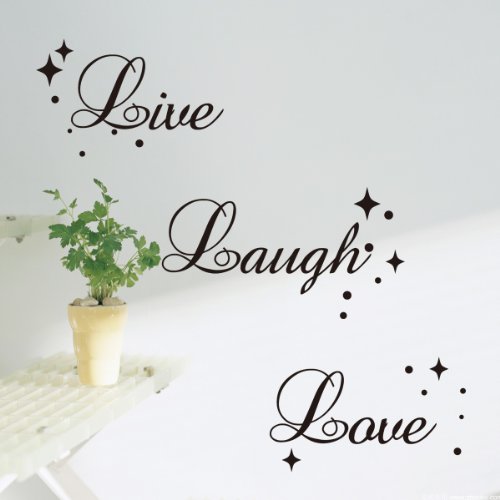 Live Laugh Love Quote Wall Art Vinyl Sticker Fancy Writing Decal Fashionable Decoration (Black,Large Size)