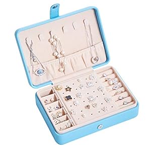 kabinga KABINA Tragbare Ohrringe Ring Aufbewahrungsbox Schmuckbox Multifunktional PU Nagelbrett Frische und Einfach, mit Spiegel Hellblau, Damen, Blau, M kabinga KABINA Tragbare Ohrringe Ring Aufbewahrungsbox Schmuckbox Multifunktional PU Nagelbrett Frische und Einfach, mit Spiegel Hellblau, Damen, Blau, M