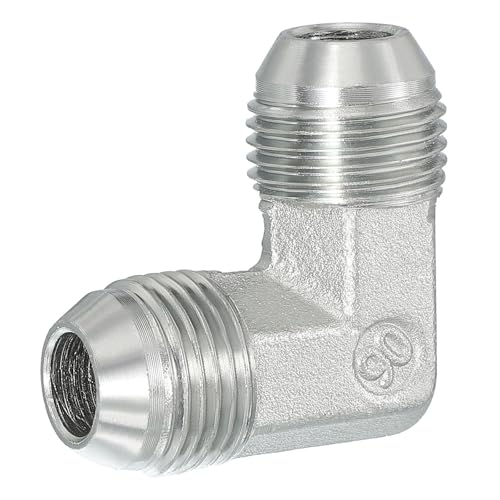 Image of PATIKIL Hex Reducing Nipple Connectors Pipe Adapter 3 /4 inch Male 37 Flare JIC x 3 /4 inch g Male 90 Adapter, Pipe Fitting Reducer Nipple Adapter Plated Steel Hydraulic Fitting