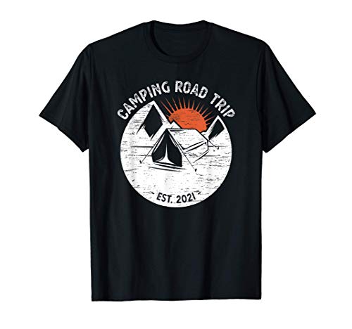 Vintage Camping Roadtrip Est 2021 Family Vacation For Camper Maglietta