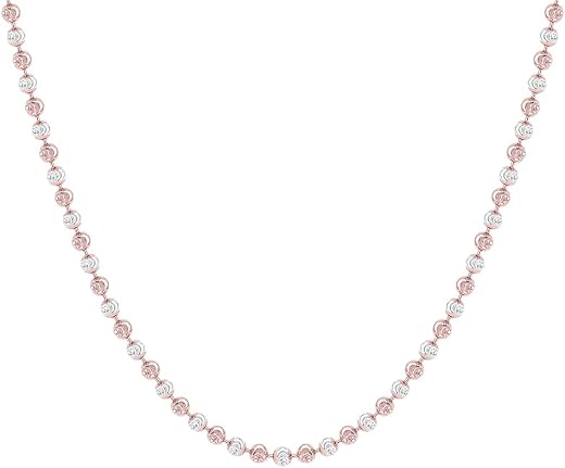 TOUCH925 Elegant Rose Gold and Silver Beaded Ladies Chain with Dual Tone Polished Spheres | Stylish Lightweight Jewellery ...