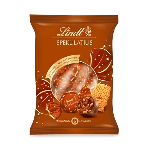 Lindt Schokolade | Spekulatius Doppeldreh Kugeln Beutel | 101g | 9 zarte Nougatcr&egrave;me Kugeln mit knusprigem Spekulatius in Vollmilchschokolade | festliches Schokoladen-Geschenk zu Weihnachten