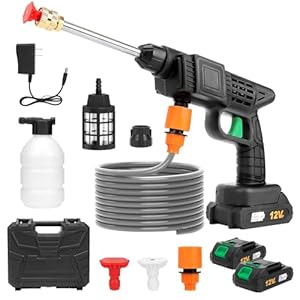 TBRFP Cordless Pressure Washer with 2 Batteries, 960PSI Portable Power Washer, 2-in-1 Nozzle, 5M Hose & Foam Cannon, High Pressure Jet Wash for Car, Patio, Garden, Bike & Outdoor Cleaning