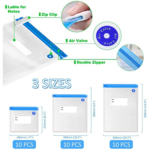 Bourge Chef Reusable Vacuum Seal Bags,Sous Vide Bags Vacuum Sealer,Portable Vacuum Sealer For Food, Vacuum Freezer Bags,Zipper Vacuum Sealer Bags For Food, Bpa Free #TOP3