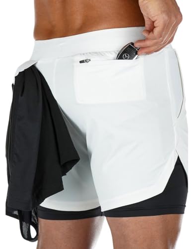 Bermuda Masculina Para Esporte 2 Em 1 Bolso Secreto Bermuda De Compressão Dry Fit Calçao Para Homem