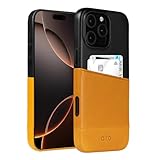 alto Leather Card Case Compatible with iPhone 16 Pro Max 2024, Metro Series Italian Leather Wallet Card Holder Shockproof Case (iPhone 16 Pro Max, 6.9 inch, Caramel Brown and Black)