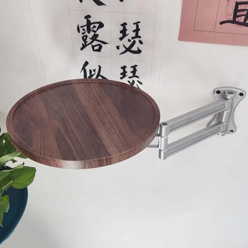FAXJRU Mesa Plegable de Pared, Redondo Escritorio de Pared Abatible de Madera Mesa Pared Cocina,Mesa Flotante, Telescópico Escritorio, Mesa de Centro Redonda(A)