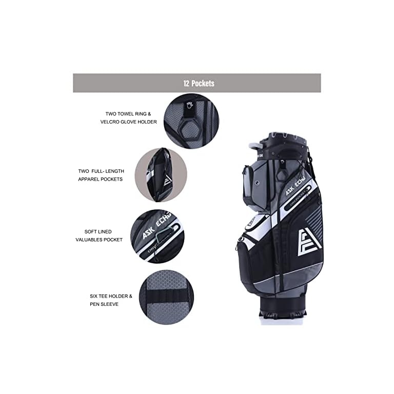 ASK ECHO TLock Golf Cart Bag with 14 Way Organizer Divider Top