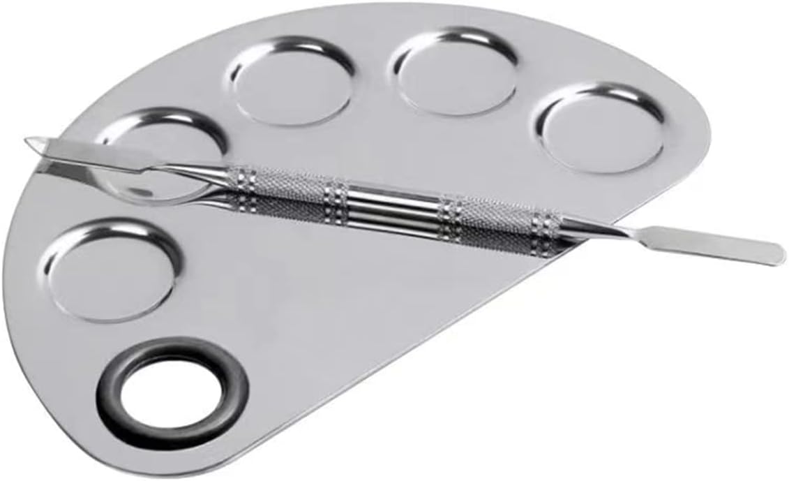 Professional Makeup Palette And Spatula, Upgrade Mixing Make Up Palette, Stainless Steel Cosmetic Palette With Spatula For Mixing Makeup Cosmetics Or Nail Art