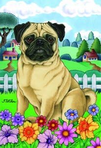 Best of Breed Pug Fawn - Tomoyo Pitcher Spring Large Flag