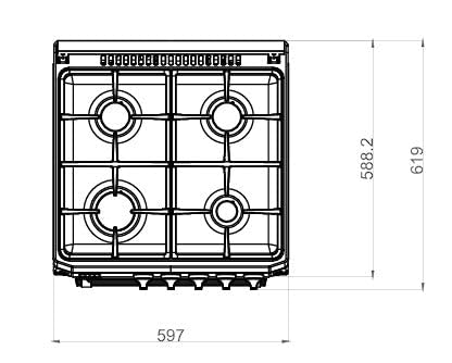 Ferre F6IP40GF-IBL-RETRO 60cm Freestanding Gas Cooker With Wok Burner & Turbo Fan - Shiny Stainless Steel & Black - Image 5