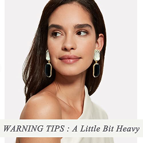 Vintage Rhinestone Statement Earrings Fancy Big Crystal Rectangle Drop Dangle Earrings Evening Prom Pageant Jewelry Earrings for Women2