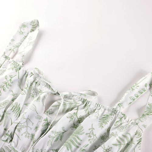 Image of Scarlet Darkness Floral Mini Corset Dress for Women Teen 2026 Summer Spring Flowy A-Line Sundress with Pockets Green Leaf Pattern XL