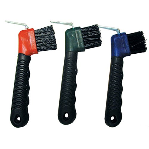 Intrepid International Rubber Handle Hoof Pick w/Brush for Horses, Hoof Pick for Easy Horse Hoof Cleaning, Horse Grooming Supplies