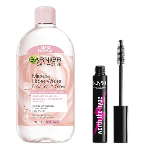 Garnier Mizellen Reinigungswasser, All-in-1 Reinigung mit Rosenwasser, Gesichtswasser für eine sanfte Reinigung und schonendes Abschminken, SkinActive, 1 x 700 ml