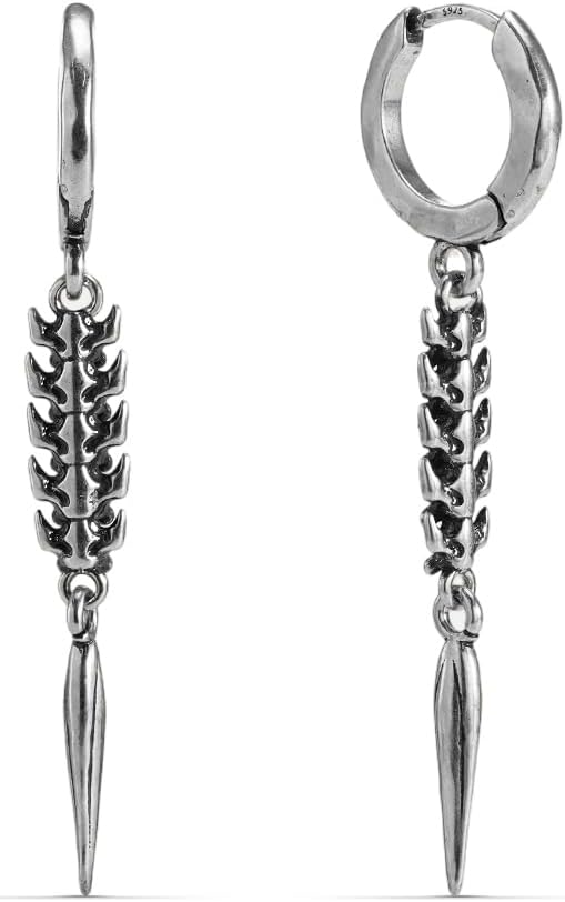 PUNKYOUTH 18G Gothic Drop Earrings for Women Dark Aesthetic Weapon Dagger Sword Cross Spine Bone Men Dangle Hoop Huggie Alternative Emo Grunge Punk Jewelry Statement Piercing Edgy Vintage Accessories