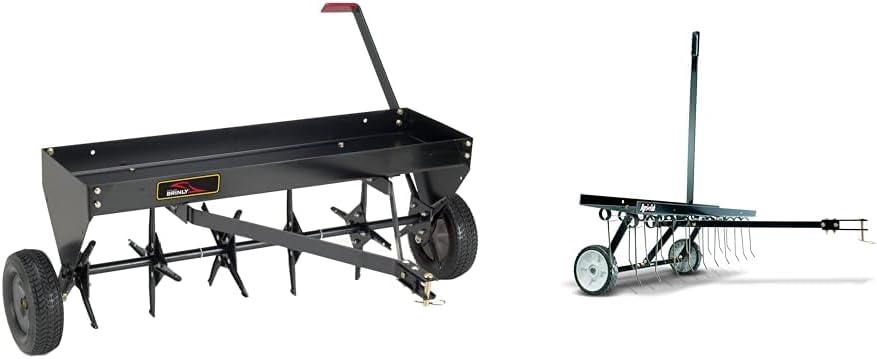 Brinly 40" Towable Plug Aerator with Universal Hitch & Agri-Fab 40" Tine Tow Dethatcher