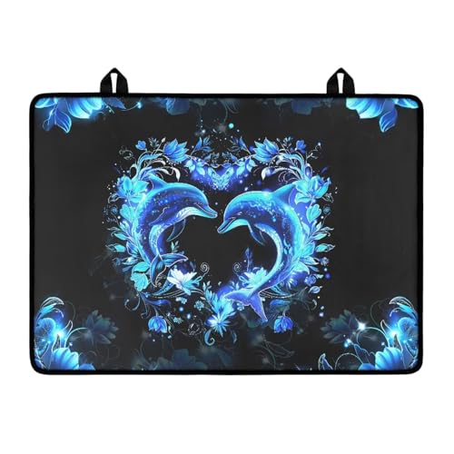 Image of Dolphin Heart Stove Cover 30 inchx21 inch Heat Resistant Multi-Functional Counter Protector Non-slip Waterproof Mat for Glass Stovetop Protector Easy to Clean