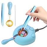 Blue Electric Wax Seal Warmer with Spoon and Tweezers Great Tool for DIY Melting Sealing Wax Beads and Sticks (Blue)