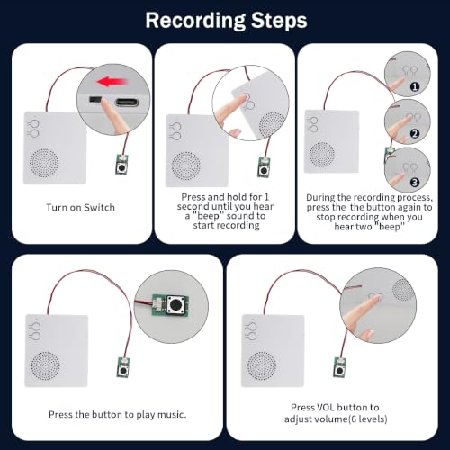 Image of Voice Recorder,DIY Sound Module Box for Stuffed Animals, Bear,Plush, Baby Doll,Pillow. Record Custom Messages for Xmas Halloween New Year Birthday Creative Presents-White (White-2 PCS)
