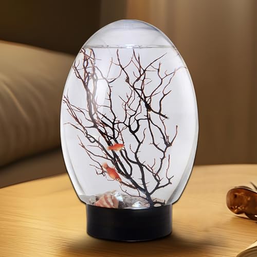 Tanque de peces de escritorio con luz LED para decoración 4