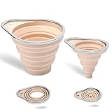 BooMetCheer New Upgraded 2-Pack Silicone Collapsible Funnel Set with Stainless Steel Rim, Includes Large & Small Funnels for Filling Bottles,Canning,Dry & Liquid Ingredients (Pink)