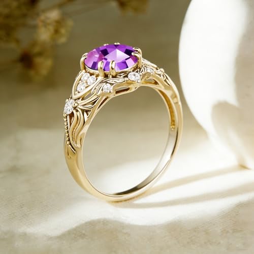 Image of Gemstone Vintage Rings for Women s925 Sterling Silver Round Cut 1.0 Carat Gemstone with Moissanite Promise Engagement Anniversary Ring for Her