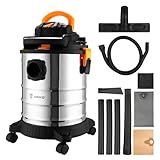DEKO 1200W 25L 4-in-1 Wet and Dry Vacuum Cleaner with Blower Function, ≥17KPA Strong Suction, 10m Cable, Wheels & Handheld Leaf Blower for DIY, Car, Garage, Workshop