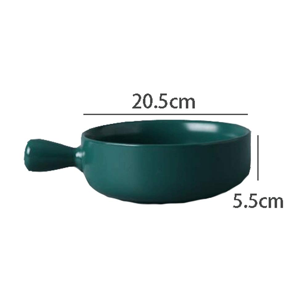 Keramikteller und Schüssel-Set, 20 x 5 cm, leicht, ideal zum Backen, Frühstück, Instant-Nudeln, Salat, Käse, ofenfestes Besteck, schwarz