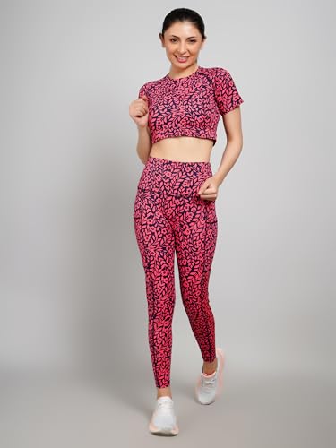 Image of SSoShHub Tights Top High Waist Stretchable Gym Tights and CropTop Bra Gym wear /Active Wear Tights Yoga Pants Zumba /Dance Womens Workout Tights and Top Stretchable Workout set