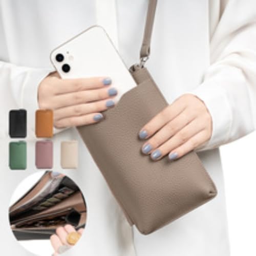 Genuine Leather Wallet with 7 Card Slots Mobile Phone Bags for Women Crossbody Purse Small Shoulder Bag2