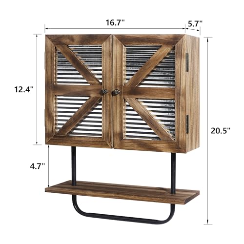 Butizone-Small-Bathroom-Wall-Cabinet-17×21-Barndoor-Medicine-Cabinet-Wall-Mount-3-Tier-Rustic-Bathroom-Storage-Cabinet-Over-Toilet-with-Adjustable-Shelf-and-Towel-Bar-for-Bathroom-Laundry-Room Butizone Small Bathroom Wall Cabinet 17×21 Barndoor Medicine Cabinet Wall Mount 3 Tier Rustic Bathroom Storage Cabinet Over Toilet with Adjustable Shelf and Towel Bar for Bathroom Laundry Room