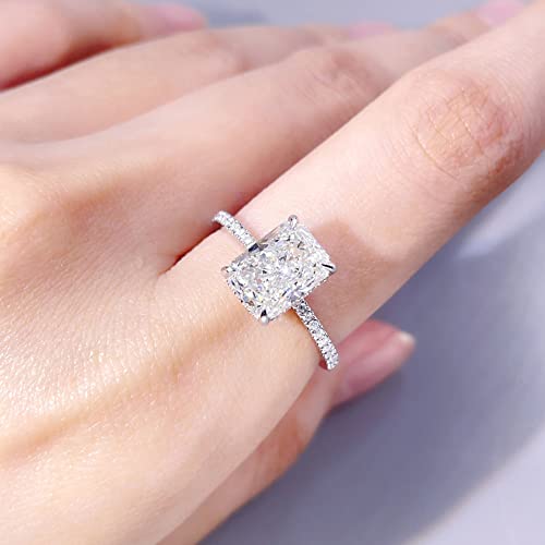 Tianyu Gems 3.0Ct Engagement Rings For Women, Sterling Silver Ghi Vvs Square Radiant Cut Moissanite Engagement Rings For Proposal Wedding Party Dress Costume Memorial Day #TOP1